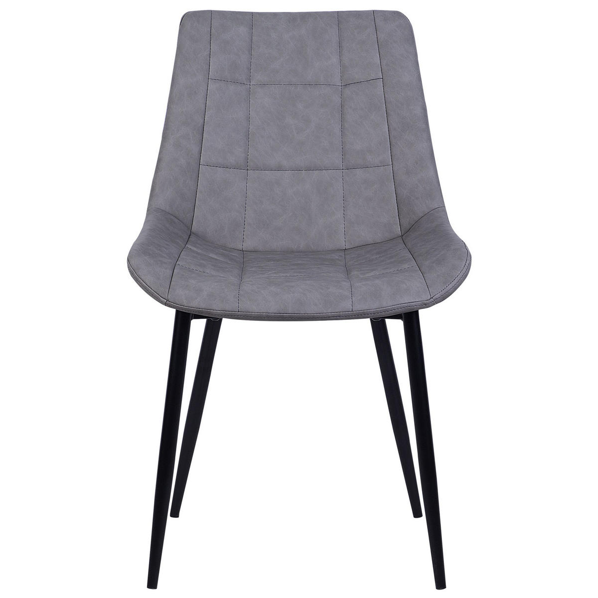 ESSZIMMERSTUHL 2er-Set Kunstleder Grau Melrose - Grau, Textil/Metall (51/82/59cm) - Beliani