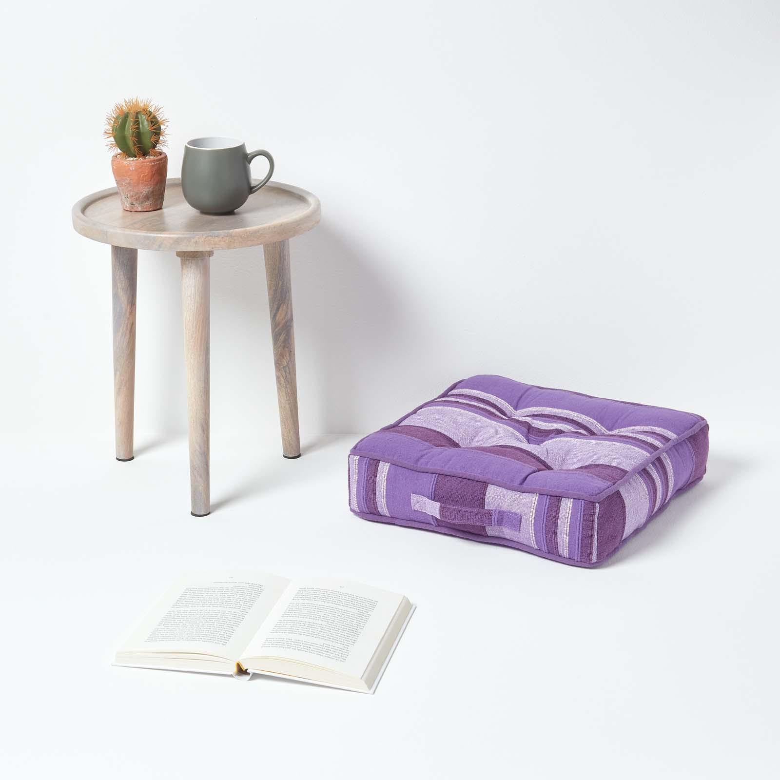 SITZKISSEN Morocco lila gestreift 40/40/8 cm - Lila, Textil (40/40/8cm) - Homescapes