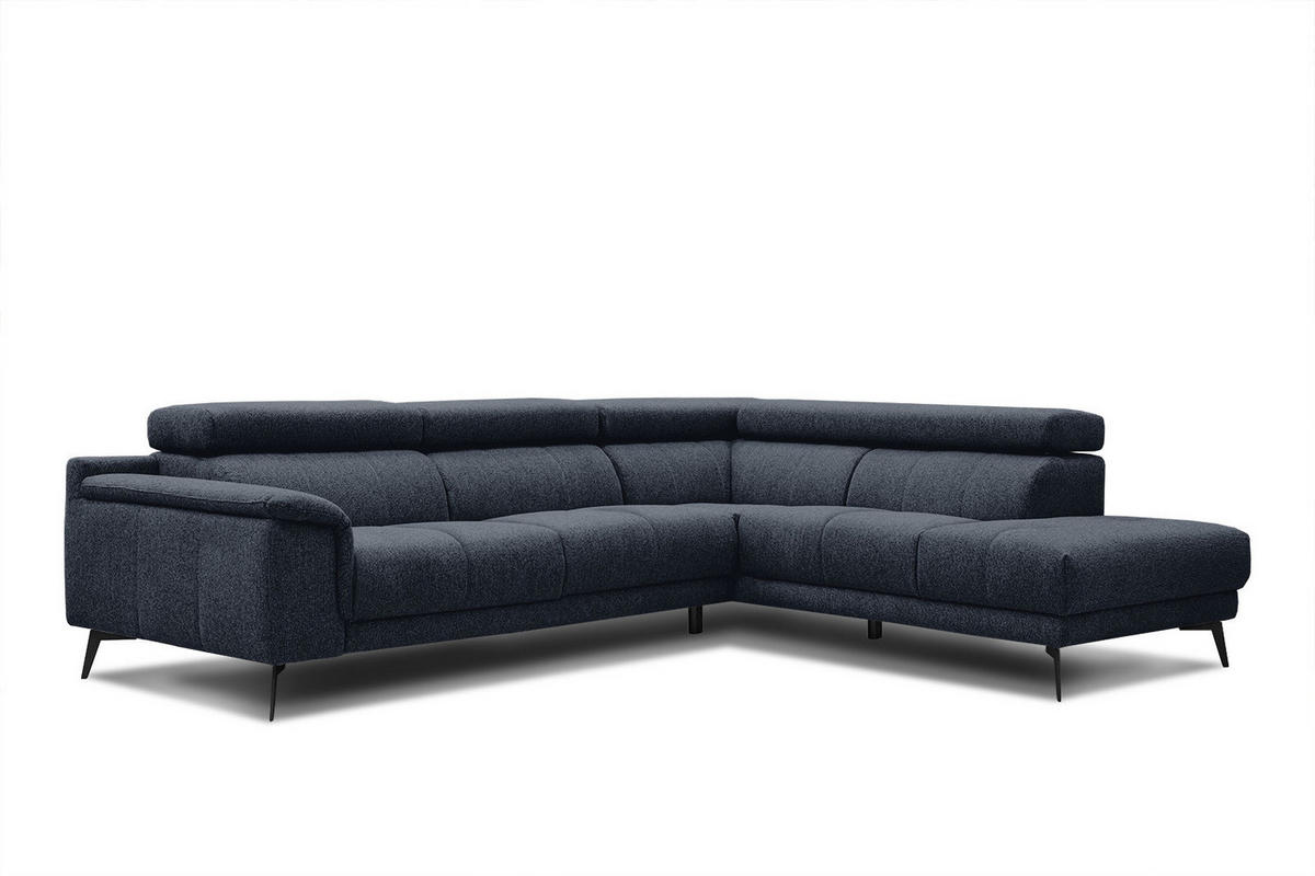 ECKSOFA FIERO 5-Sitzer, dunkelblau - Schwarz/Dunkelblau, Holzwerkstoff/Textil (290/228cm) - Courtois Laville