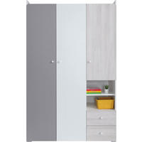 DREHTÜRENSCHRANK TREVISO 120/190/50cm 3-türig Weiß - Weiß/Grau, Holzwerkstoff (120/190/50cm) - MASSENO