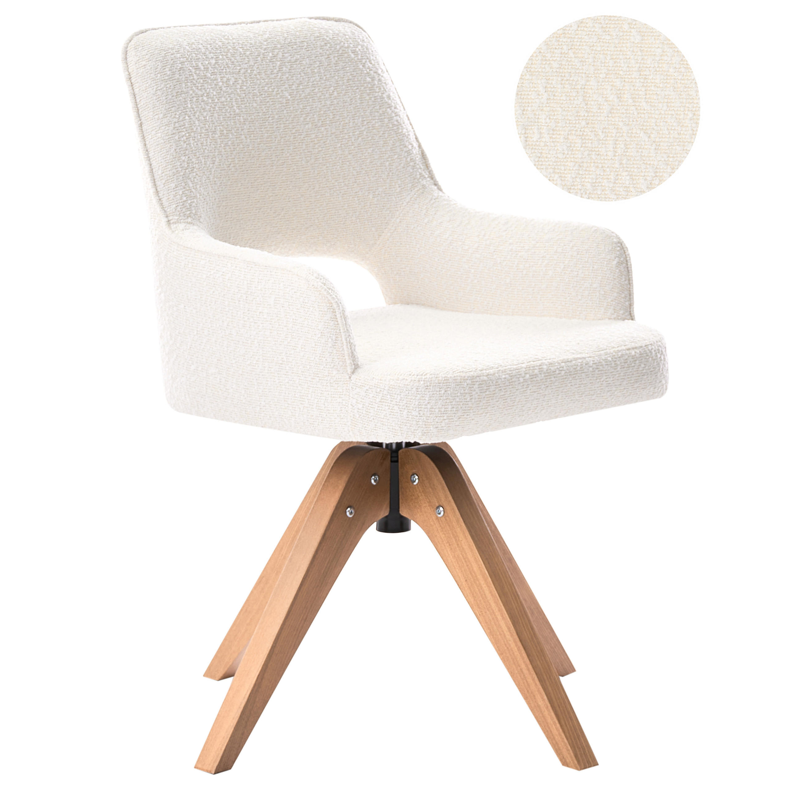 JÍDELNÍ ŽIDLE otočná Bouclé Světle béžová Moravia - béžová, textil (56/83/66cm) - Beliani