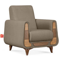 SESSEL GUSTAVO mit Armlehnen, Dunkelbeige - Graubraun/Beige, Holz/Holzwerkstoff (83/95/92cm) - KONSIMO®