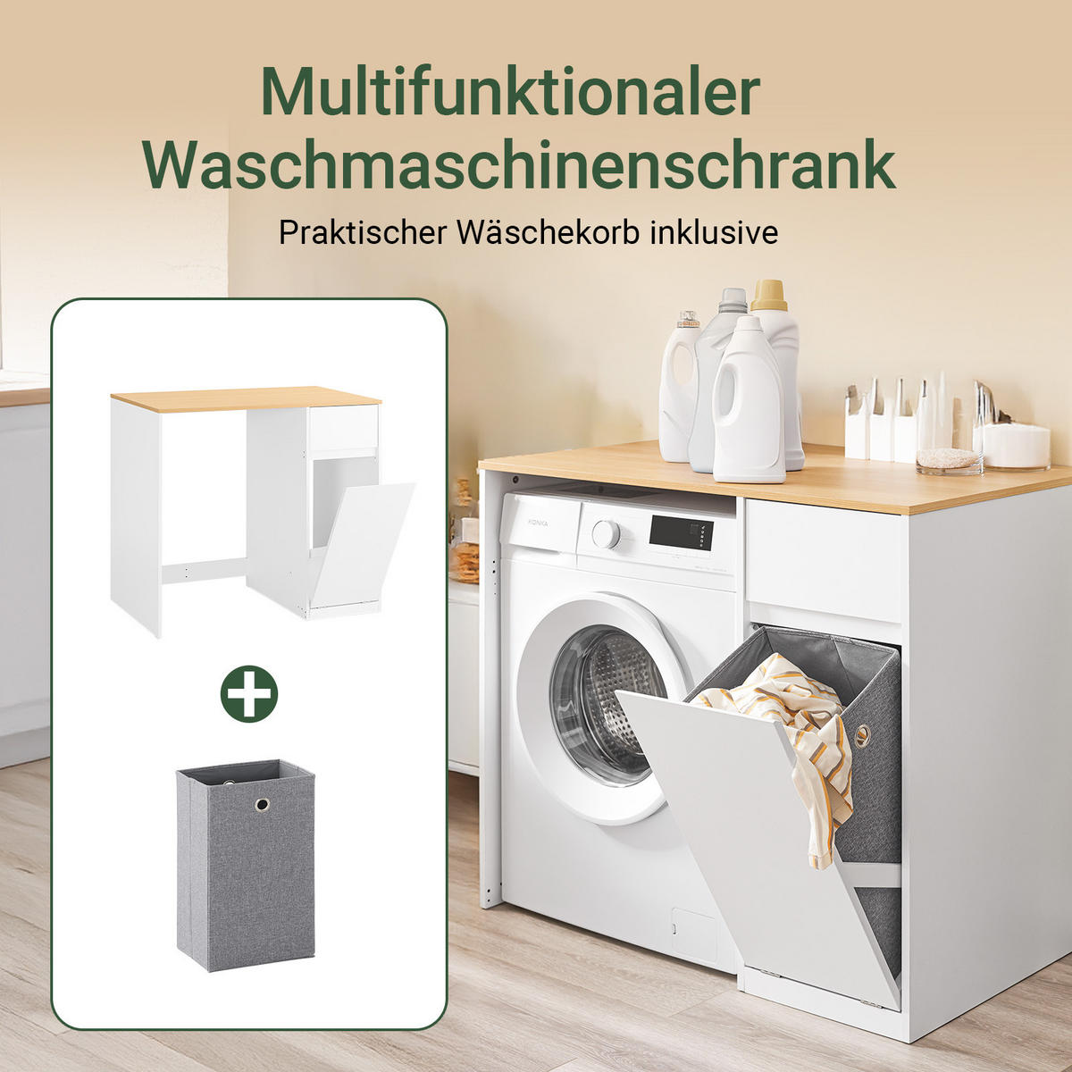 WASCHMASCHINENSCHRANK Weiß - Weiß, Holzwerkstoff (100/90/60cm) - SoBuy