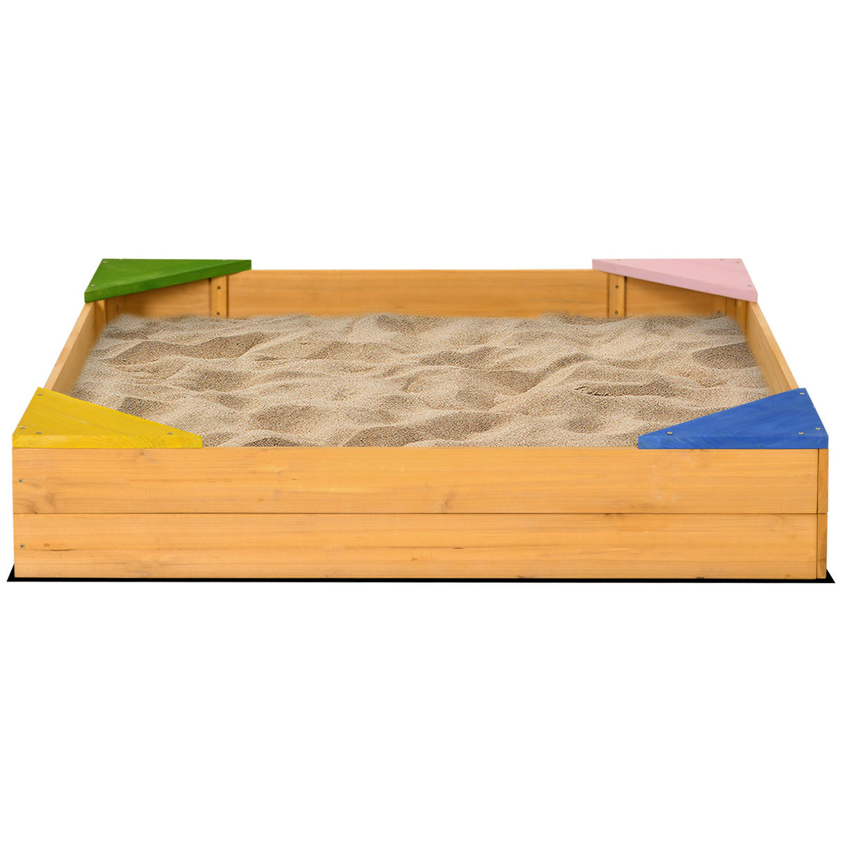 SANDKASTEN DE-18749 4 Sitzplätze & Schutzvlies Naturholz - Naturfarben, Holzwerkstoff (109/109/19.8cm) - ComfortXL