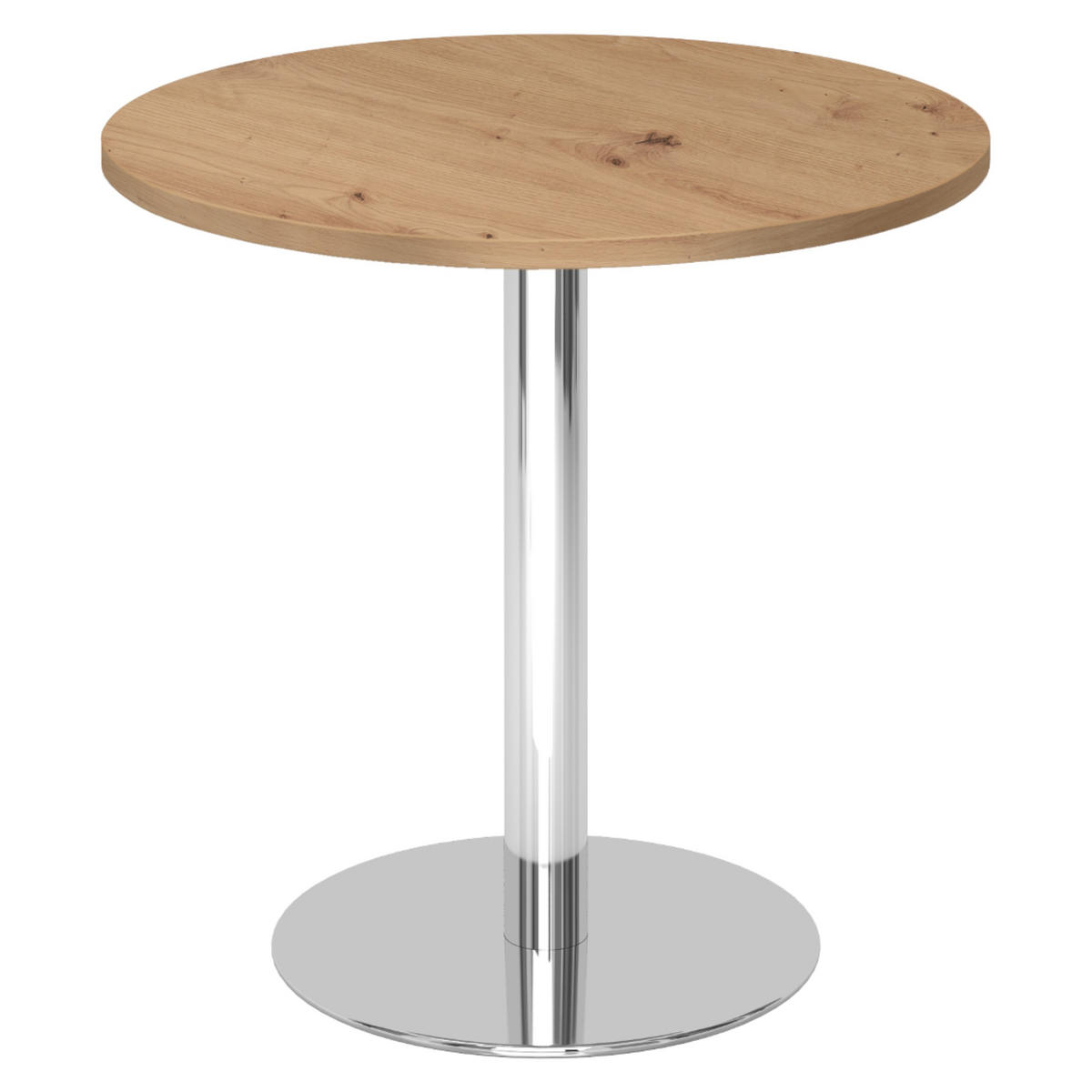 PAUSENTISCH klein STF 80/80/74,5 cm in Wildeiche/Chrom - Wildeiche/Chromfarben, Holzwerkstoff (80/80/74.5cm) - bümö