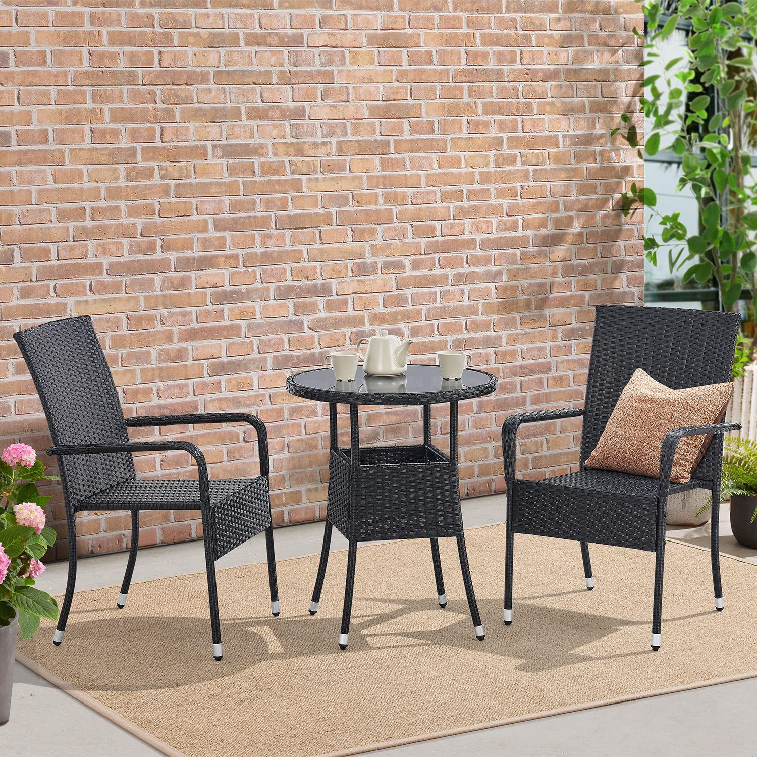 GARTENTISCH Yoro schwarz 60 cm - Schwarz, Kunststoff (60/60/73cm) - Juskys