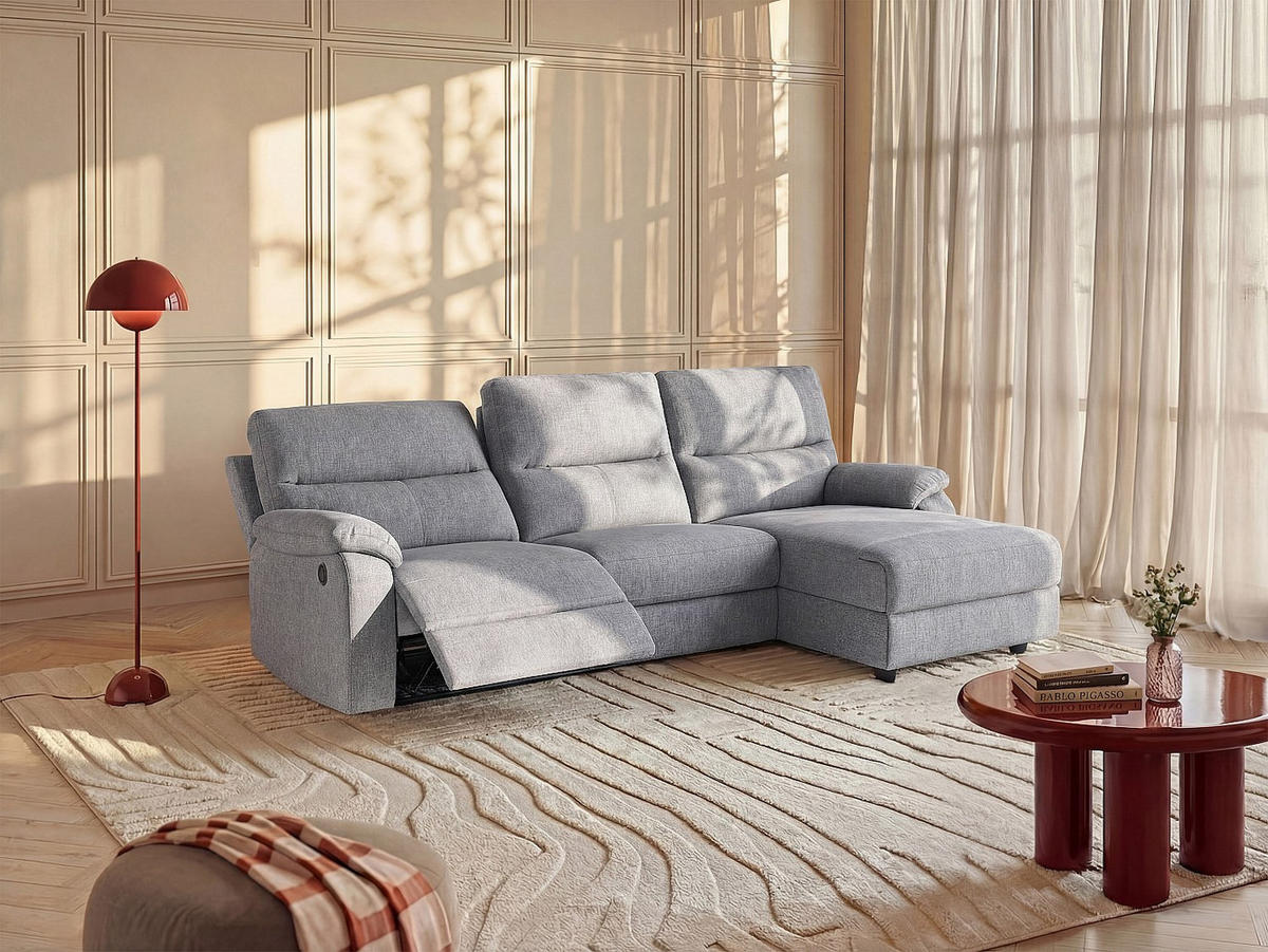 RELAXSOFA - 4 Personen - stoff - hellgrau Lunano - Hellgrau, Kunststoff/Textil (234/98/170cm) - Vente-Unique
