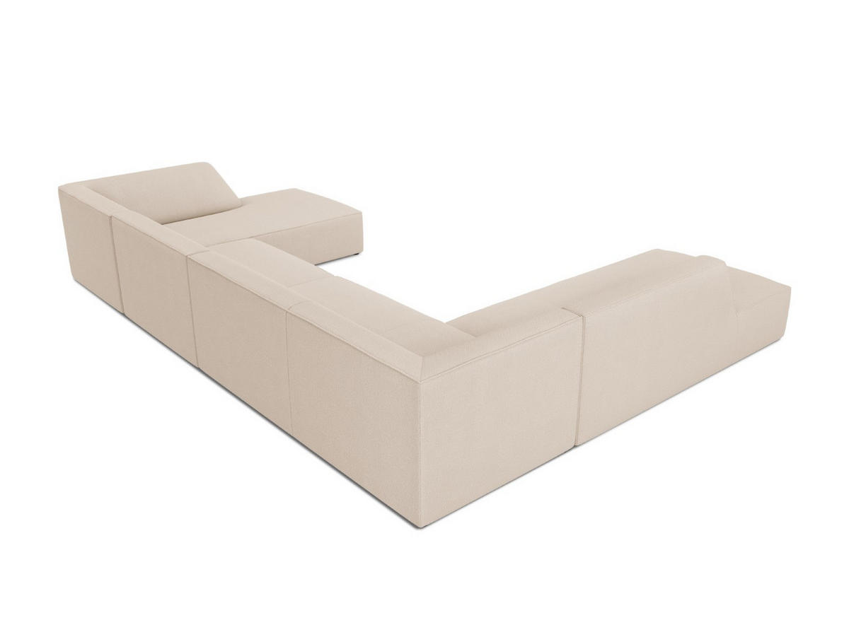 PANORAMASOFA links Ruby aus strukturiertem Stoff beige 7 Sitzplätze - Beige/Creme, Textil (273/69/366cm) - Micadoni