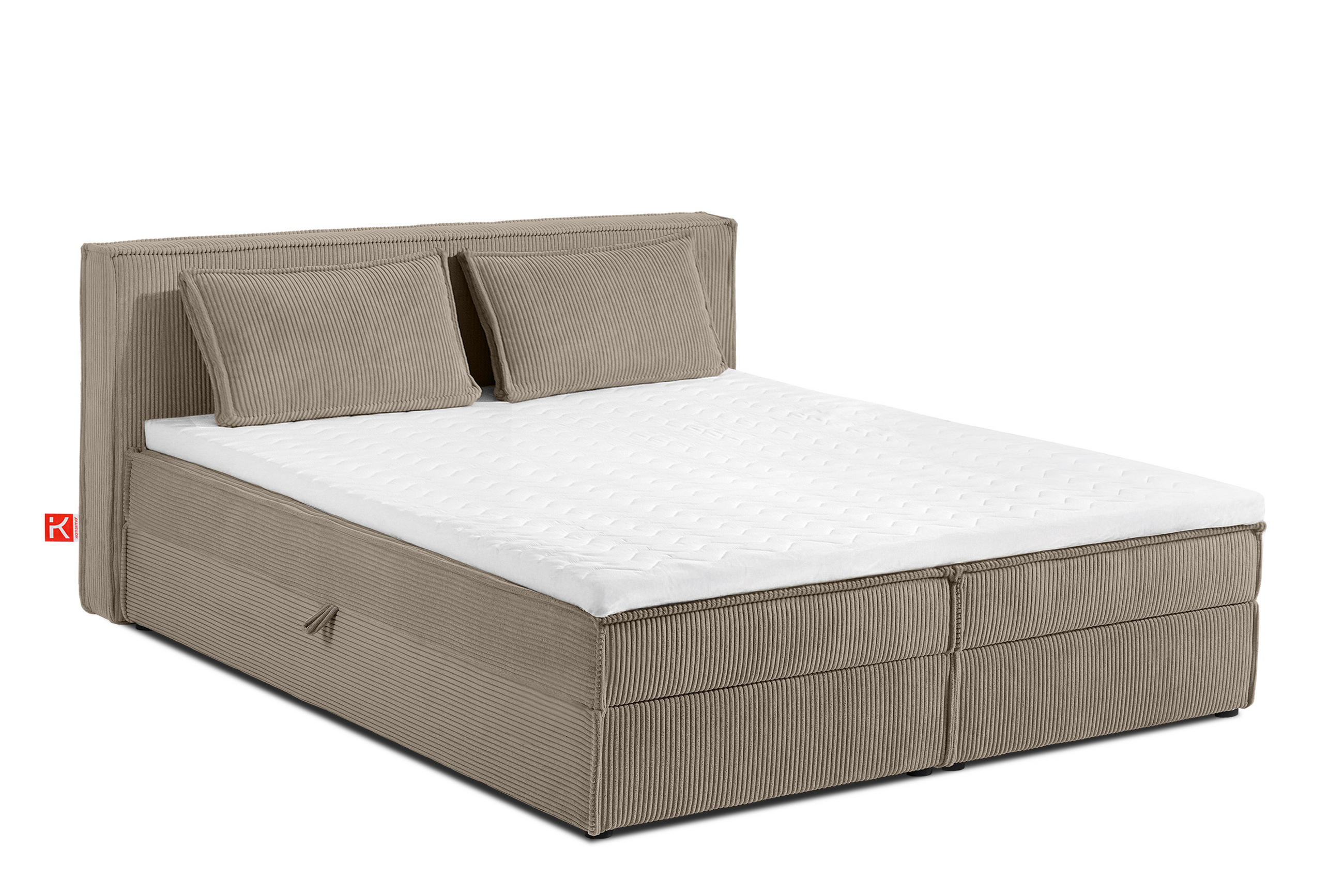 BOXSPRINGBETT ROTI mit Stauraum, beige - Beige/Schwarz, Holz/Holzwerkstoff (180/200cm) - KONSIMO®