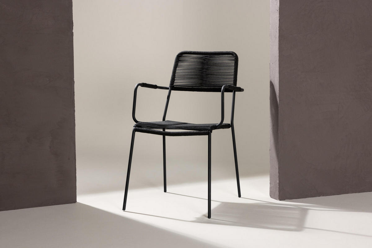 GARTENESSSTUHL LINDOS Schwarz 55x66x85 cm - Schwarz, Metall (55/85/66cm) - FURNLUX