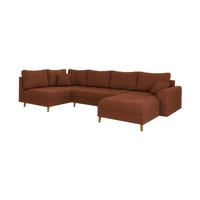 WOHNLANDSCHAFT Alma Terrakotta Cord - Ottomane rechts - Terra cotta/Braun, Holz/Textil (310/81/161cm) - S-Style Möbel