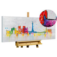 RUČNE MAĽOVANÝ AKRYLOVÝ OBRAZ 120/60 cm, sivý, krajinný motív - sivá, drevo/textil (120/60cm) - KUNSTLOFT