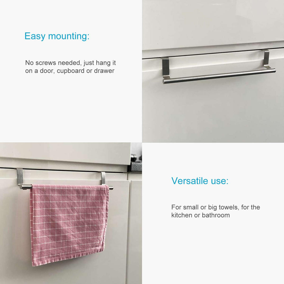 HANDTUCHHALTERUNG 23.5/5/6.5 cm - Silberfarben, Metall (5/6.5/36cm) - Intirilife
