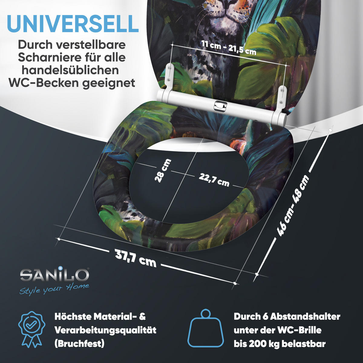 WC-SITZ mit Absenkautomatik & Top Fix Hunter - Braun, Holzwerkstoff (37.7/5.5/48cm) - Sanilo