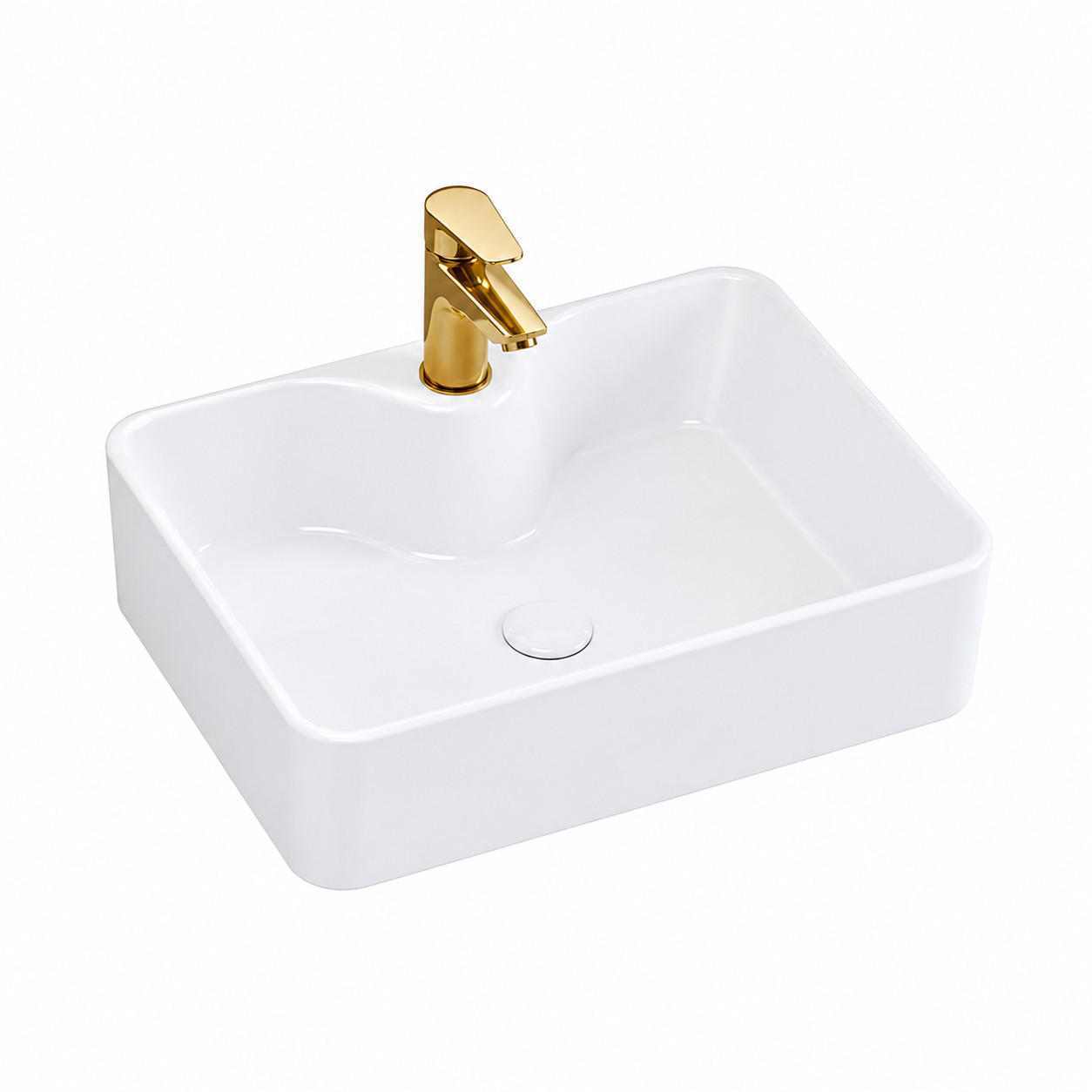 WASCHBECKEN mit Hahnloch 48 x 37 x 13 cm - Weiß, Keramik (48/13/37cm) - HOROW
