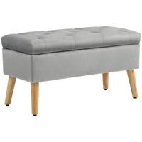 SITZBANK mit Stauraum, Polsterbank mit Deckel, Bettbank mit Samtoptik Grau - Grau, Kunststoff (35/40/80cm) - HOMCOM