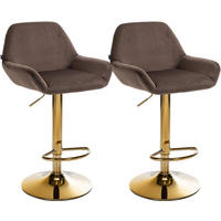 BARHOCKER 2er Set Prag Gold Samt braun - Goldfarben/Braun, Textil/Metall (51/109/52cm) - TPFLiving