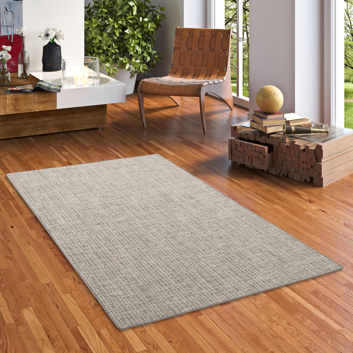 SISAL-OPTIK DESIGNER FLACHGEWEBE TEPPICH PURE MELIERT - Grau, Textil (100/100cm) - Snapstyle