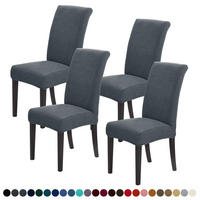 STUHLHUSSE wasserdichte Stretch-Jacquard Dunkelgrau 4er-Set - Dunkelgrau, Textil (38/47cm) - Kaket