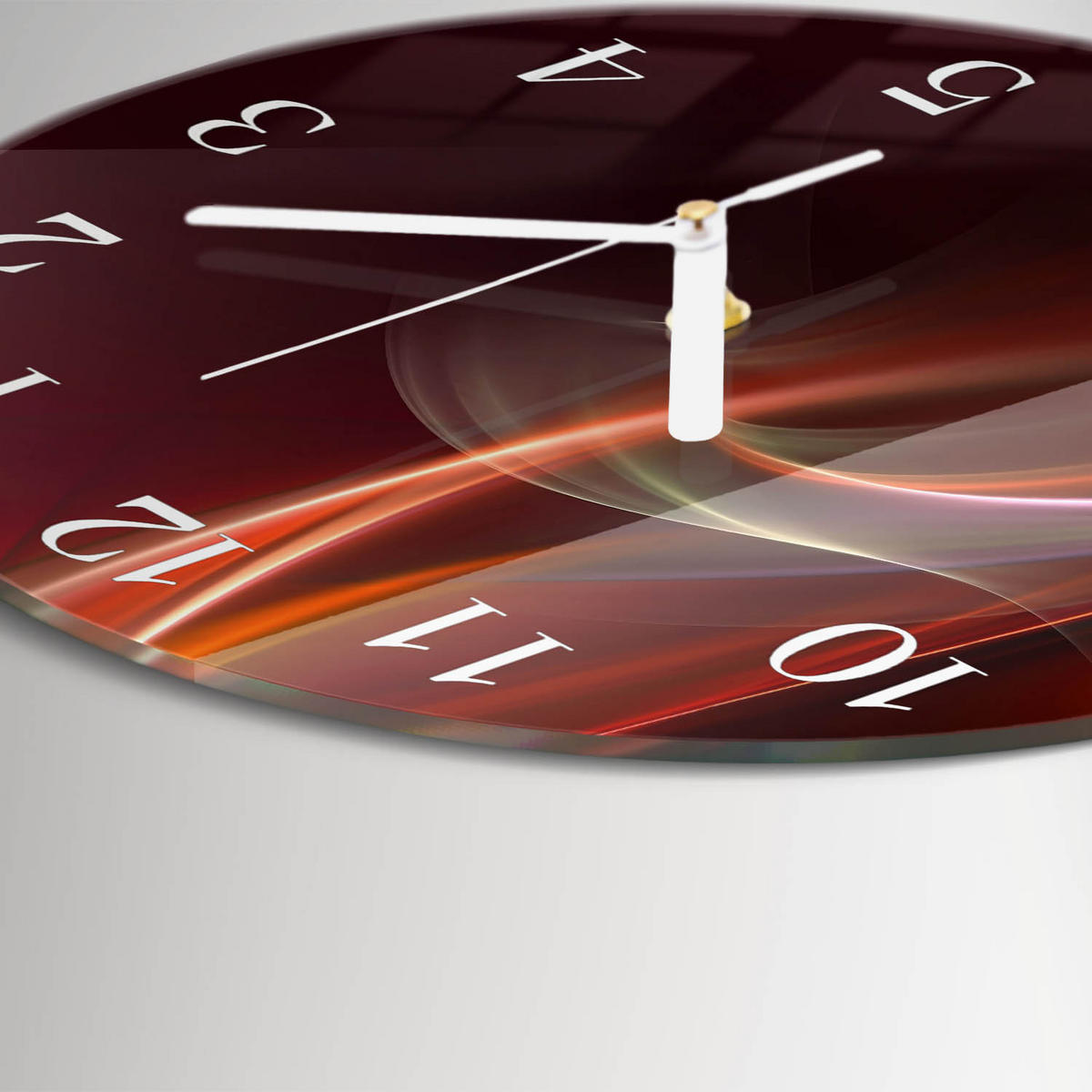 WANDUHR fi30 cm - Abstrakte Linien - Rot, Glas (30/30/0.4cm) - TULUP