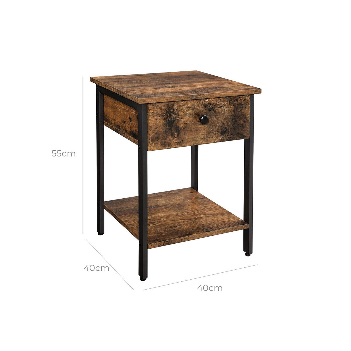 BEISTELLTISCH NACHTTISCH - Braun, Holzwerkstoff (40/40/55cm) - Hansiro