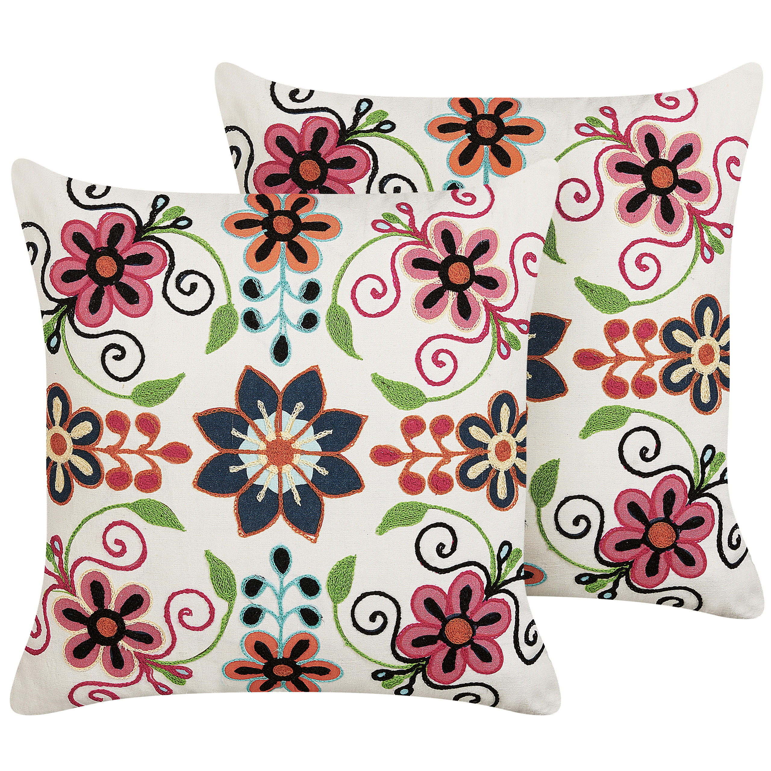 DEKOKISSEN 2er-Set Bunt 50/50 cm Bahraich - Multicolor, Naturmaterialen/Textil (50/50cm) - Beliani