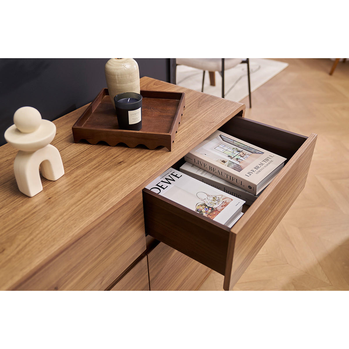 SIDEBOARD Nussbaumoptik 160 cm JAKO - Walnussfarben, Holz (42/78/160cm) - Miliboo