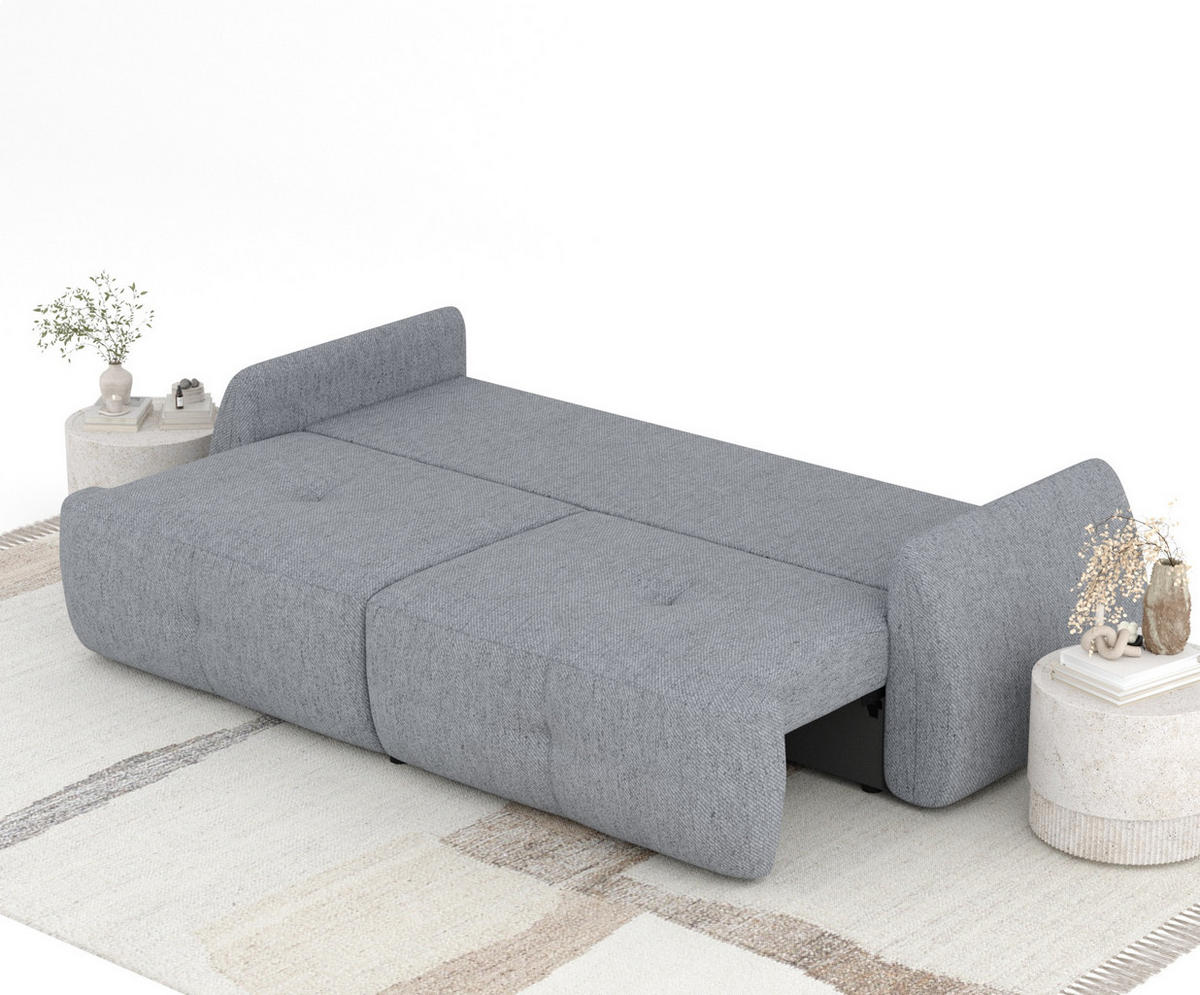 SCHLAFSOFA Loca Grau Webstoff - Schwarz/Grau, Holz/Holzwerkstoff (248/92/103cm) - Maison de Reve