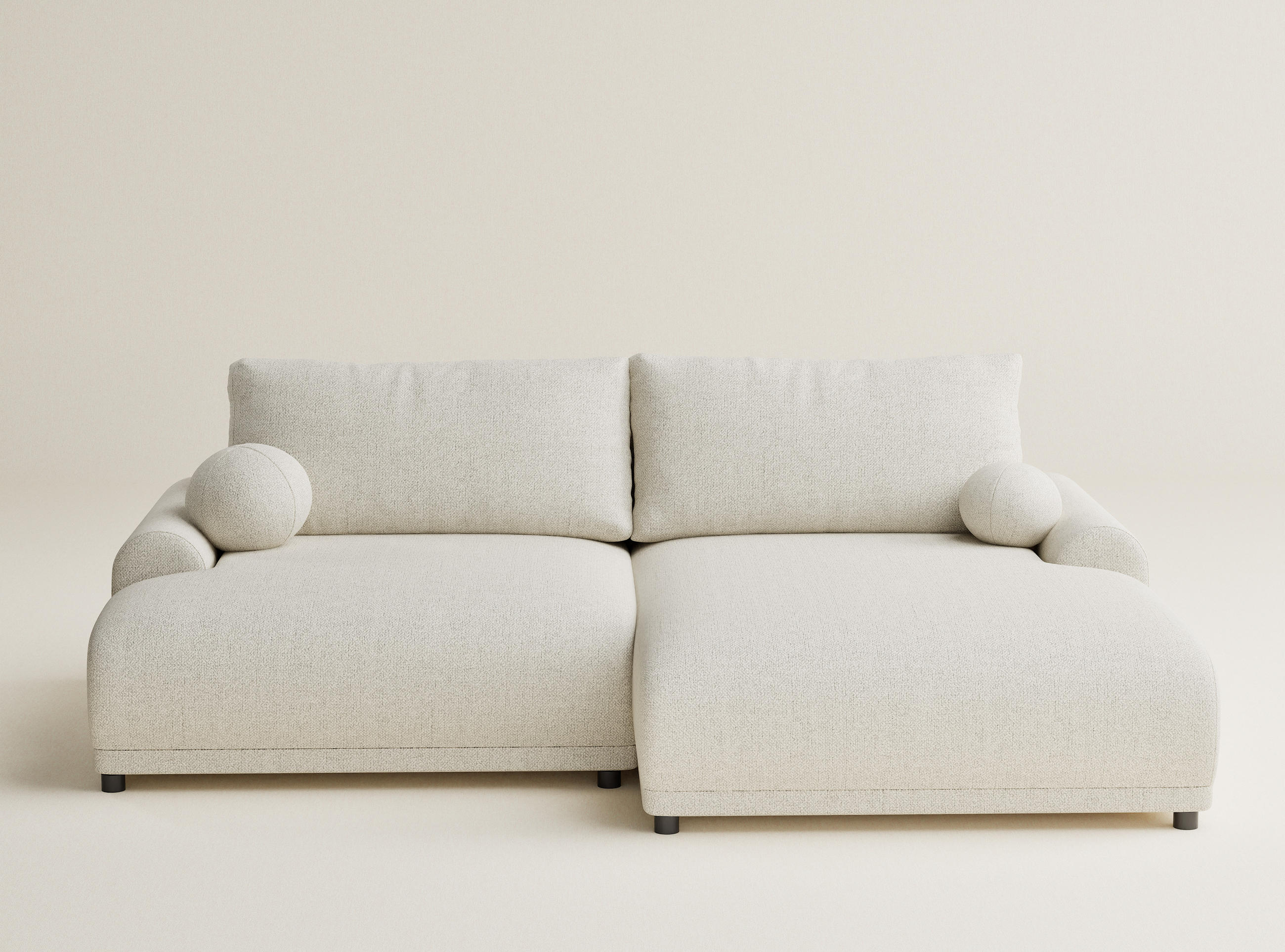 ECKSOFA MIT SCHLAFFUNKTION Tallin Creme Webstoff - Creme/Schwarz, Holz/Holzwerkstoff (240/145cm) - Maison de Reve