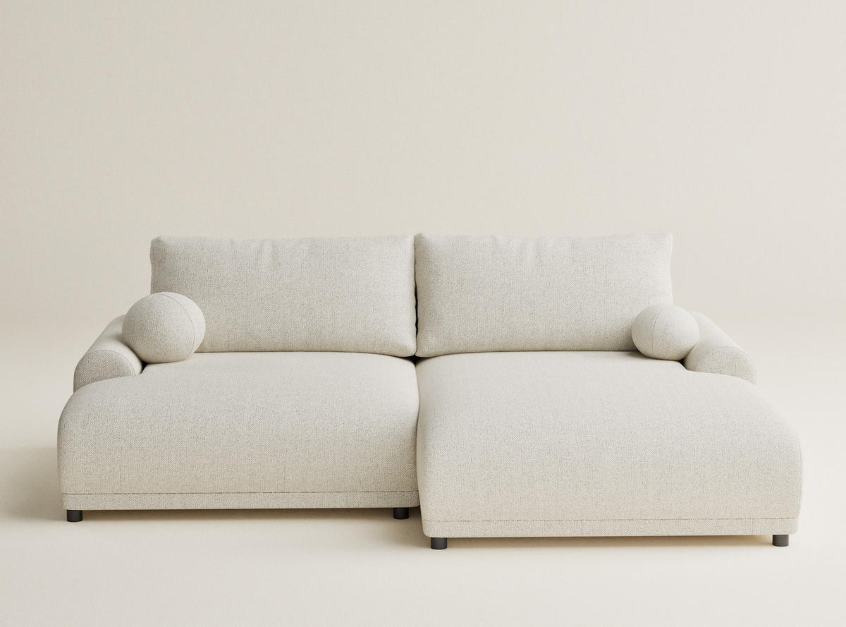 ECKSOFA MIT SCHLAFFUNKTION Tallin Creme Webstoff - Creme/Schwarz, Holz/Holzwerkstoff (240/145cm) - Maison de Reve