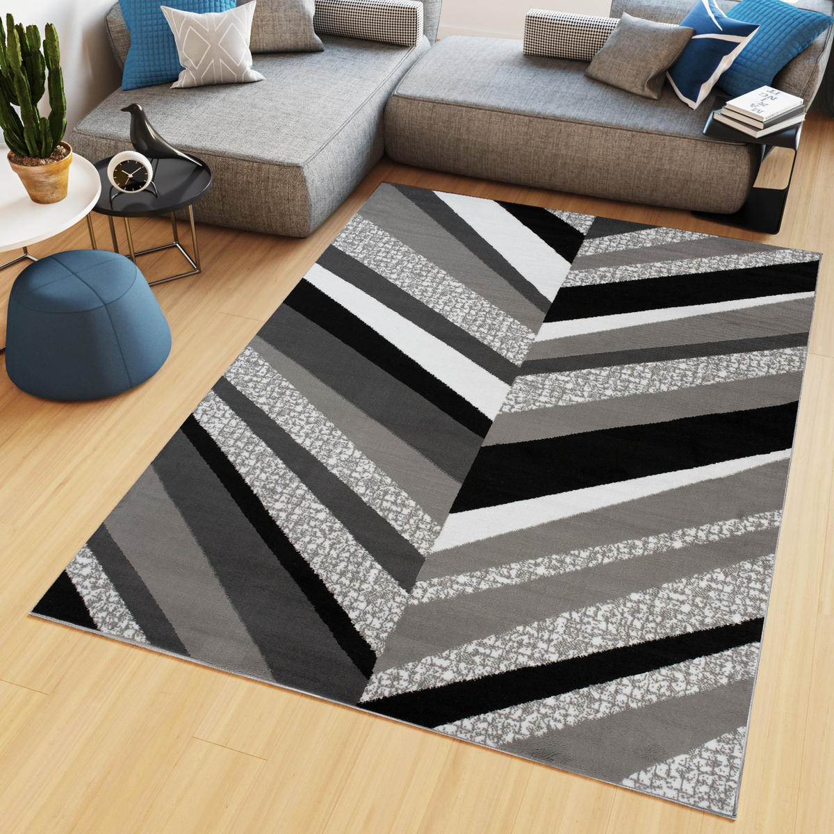 TEPPICH MAYA Grau Streifen Gestreift Meliert 220/300 cm - Grau, Textil (220/300cm) - Tapiso
