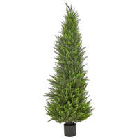 KUNSTPFLANZE im Blumentopf 153 cm Grün/Dunkler Holzfarbton Cedar Tree - Dunkelbraun/Grün, Kunststoff (153cm) - Beliani
