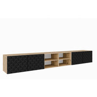 TV-LOWBOARD Schwarz ALI Offene Regale Dekorative Fronten 300 cm - Schwarz, Holzwerkstoff (300/41/40cm) - Sepro Meble