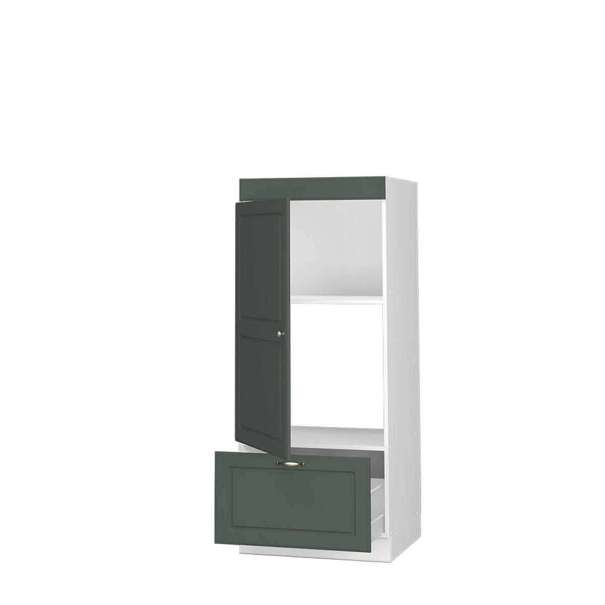 MIKROWELLENSCHRANK Fame-Line Grün-Gold Landhaus 60 cm - Weiß/Grün, Holzwerkstoff (60/153.6/58.1cm) - Vicco