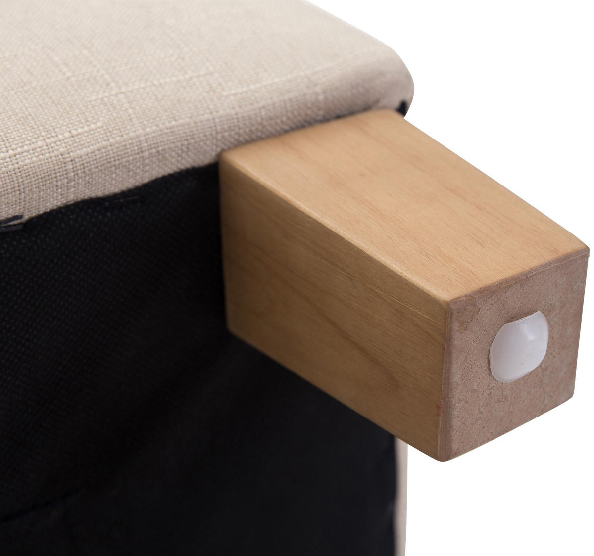 SITZWÜRFEL eckig 45/45/46 cm Stoff creme - Creme/Naturfarben, Holz/Textil (45/46/45cm) - CLP