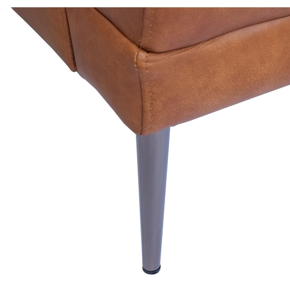 ZWEISITZER-SOFA Echtleder Cognac Braun - Schwarz/Braun, Leder/Metall (160/88/90cm) - Furnhouse