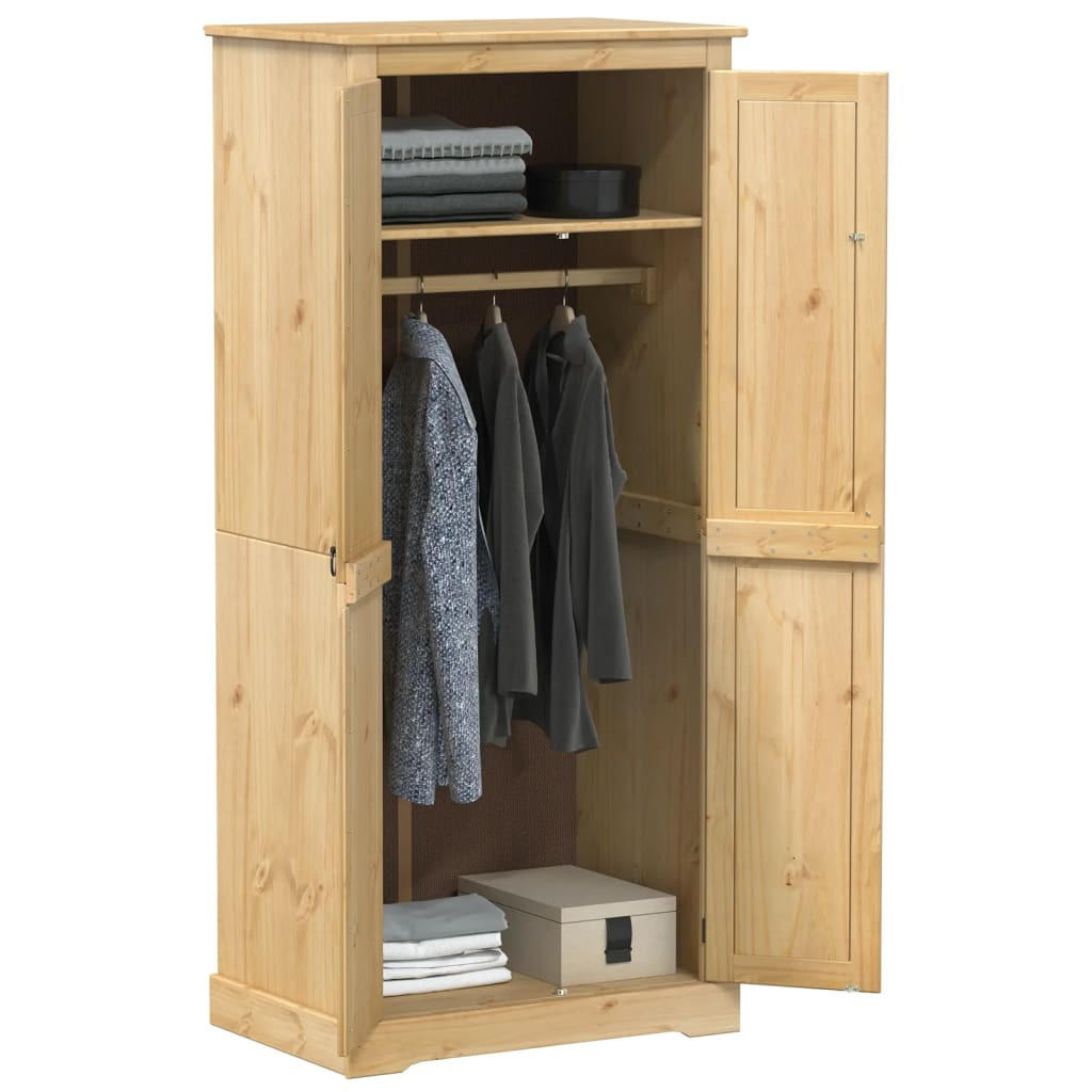 KLEIDERSCHRANK Corona 2-Türig 76/50/170 cm aus Massivholz Kiefer - Naturfarben, Holz (76/170/50cm) - vidaXL