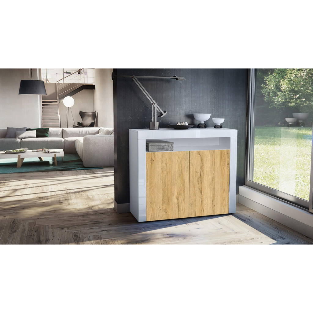 Thumbnail - Vladon Kommode, Eiche, Holzwerkstoff, 108x92x40 cm, Wohnzimmer, Kommoden & Sideboards, Kommoden