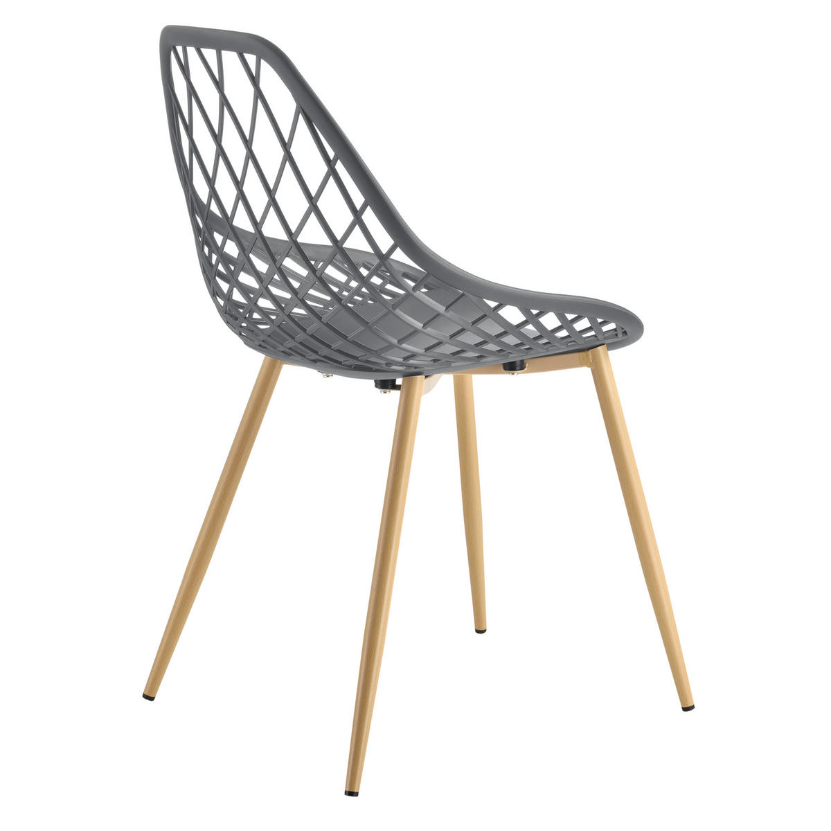 DESIGNSTUHL-SET 2 TLG. Warschau - Buchefarben/Grau, Kunststoff/Metall (48/83/58cm) - [en.casa]
