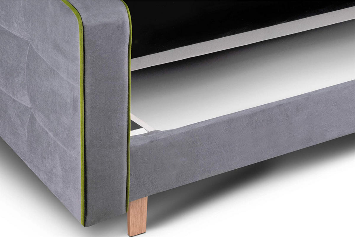 3-SITZER-SCHLAFSOFA DOZER mit 2 Zierkissen und Wellenunterfederung, Grau - Grau, Textil (223/94/93cm) - KONSIMO®