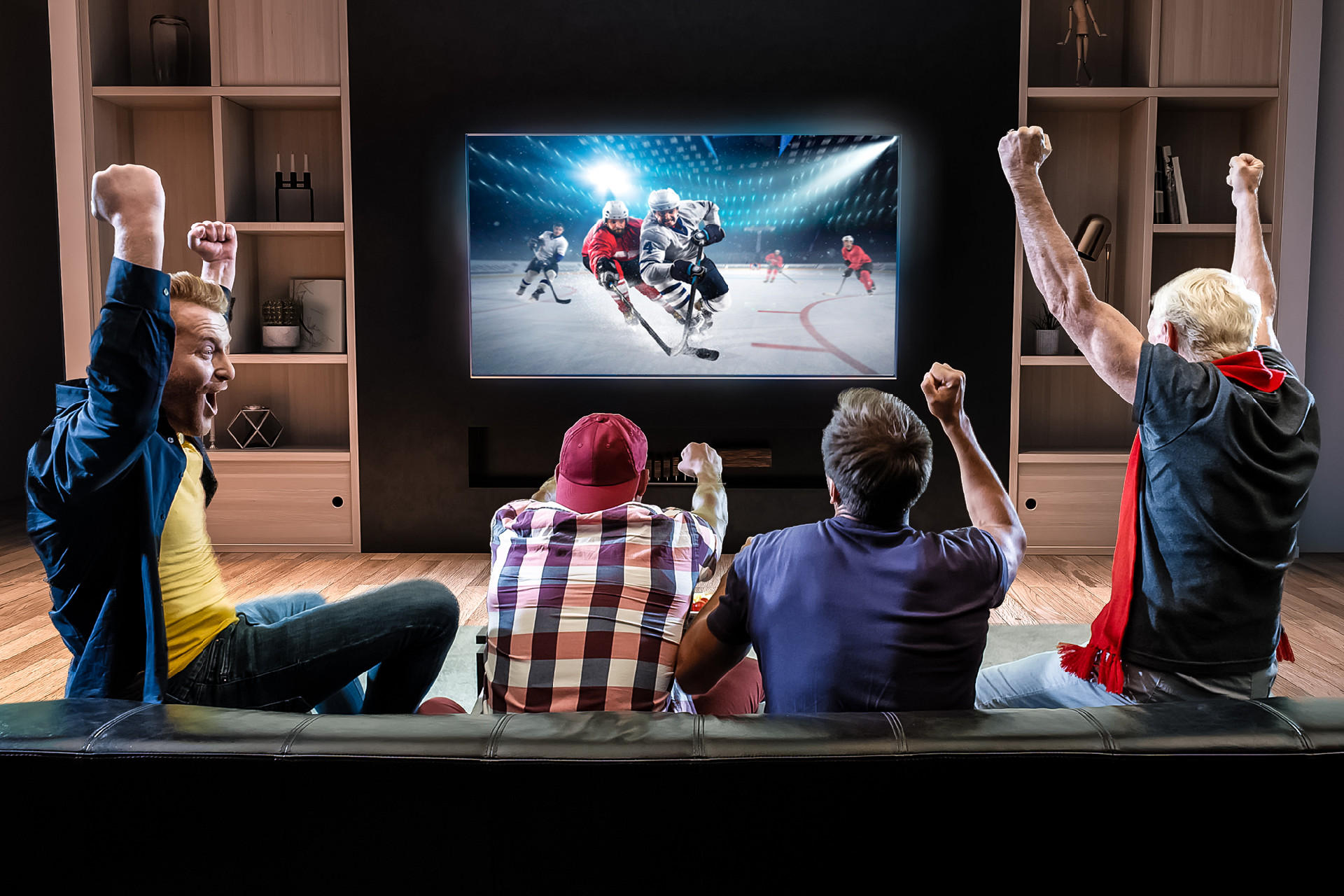 Fanoušci hokeje v obýváku