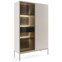 VITRINENSCHRANK 160 cm Haller, Led, Schubladen, Kaschmir - Beige, Holz (104/166/39cm) - Emporius