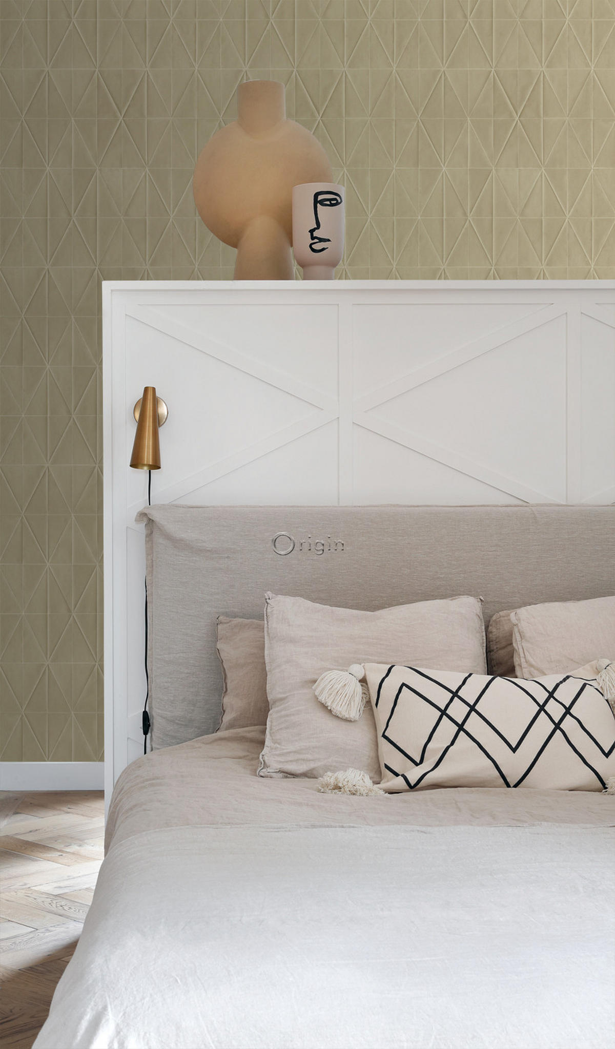 TAPETE Origami-Muster 53 cm x 10.05 m - Beige, Papier (53/1000cm) - Origin Wallcoverings