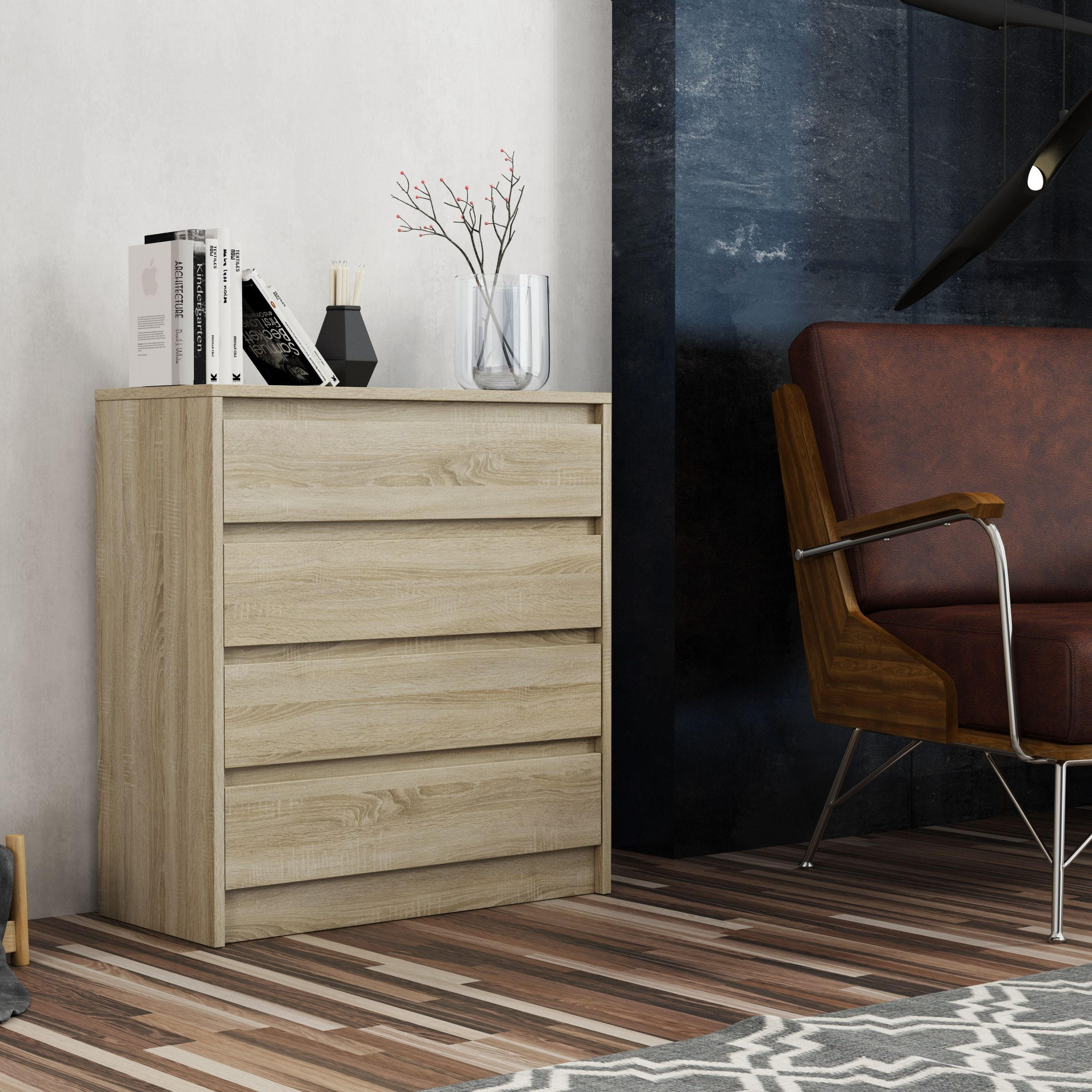 KOMMODE ASTORRE 75/82/35 cm mit 4 Schubladen Sonoma Eiche - Sonoma Eiche, Holzwerkstoff (75/82/35cm) - MASSENO