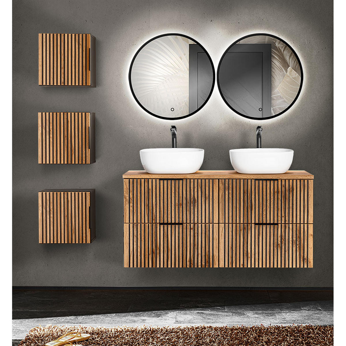 BADMÖBEL-SET 6-TLG. Xanten-56 - Braun, Holzwerkstoff (171/200/47cm) - Lomado