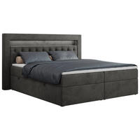 BOXBETT GOLD-6 LED 200/200 Dunkelgrau Velvet - H3 - Dunkelgrau, Holz/Textil (200/200cm) - MKS