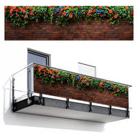 BALKON-SICHTSCHUTZ Blumen - Wand - Grün - Orange - Rotbraun, Kunststoff (300/85cm) - MuchoWow