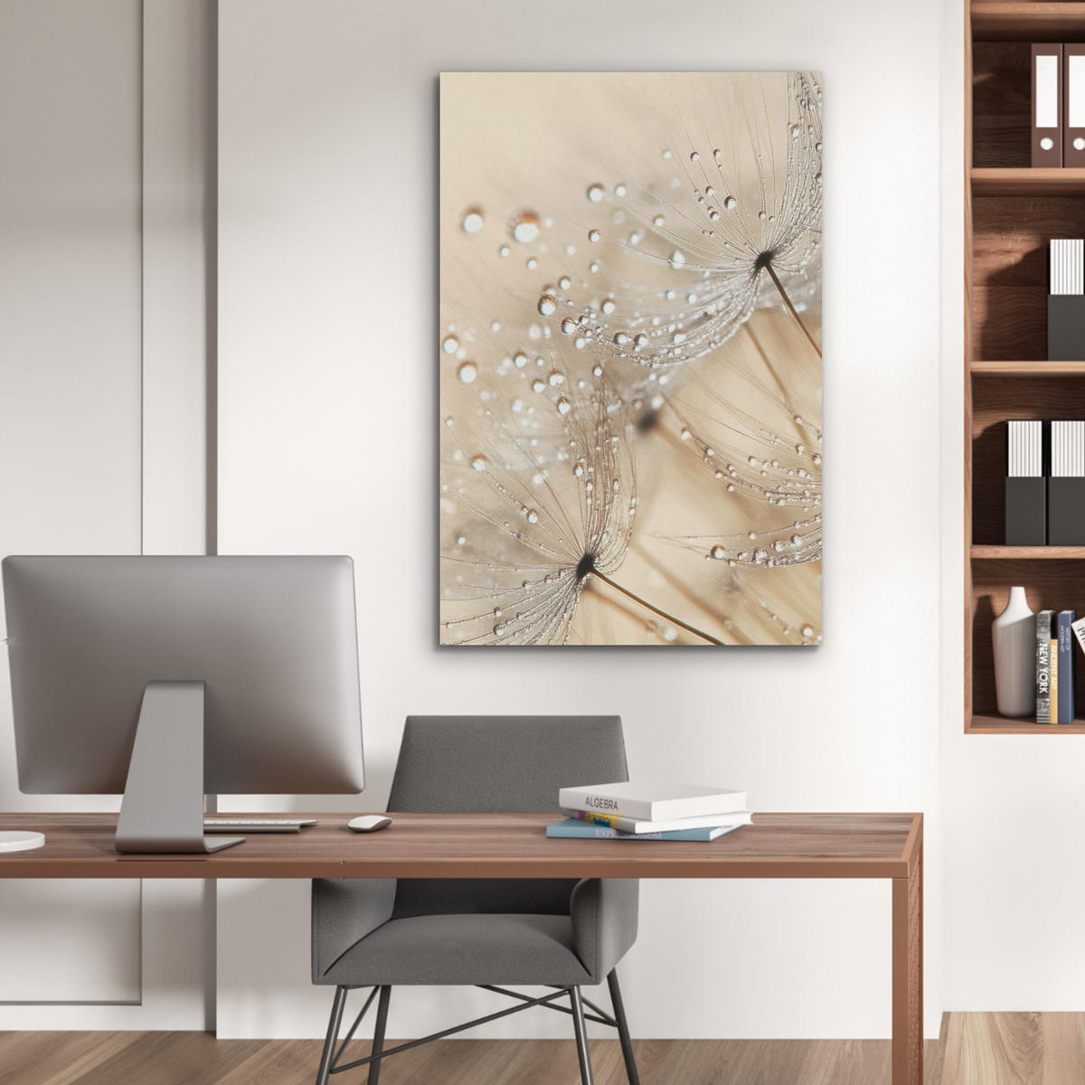 AKUSTIKPANEEL Löwenzahn - Abstrakt - Natur - Beige 70x100 cm - Braun, Textil (70/0.9/100cm) - MuchoWow