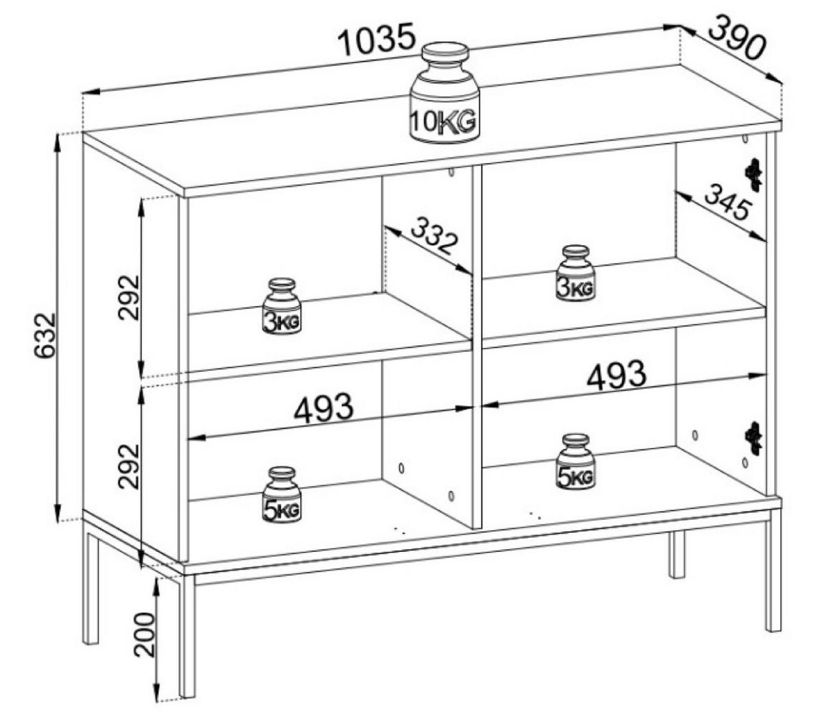 SIDEBOARD Transparent SANTI K104 Mit LED-Beleuchtung - Multicolor, Holzwerkstoff (104/83/39cm) - Sepro Meble