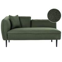 CHAISELONGUE Bouclé dunkelgrün linksseitig Chevannes - Schwarz/Grün, Textil (138/74/77cm) - Beliani